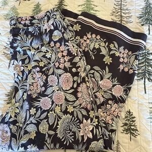 LOFT Black and Yellow Floral Pants